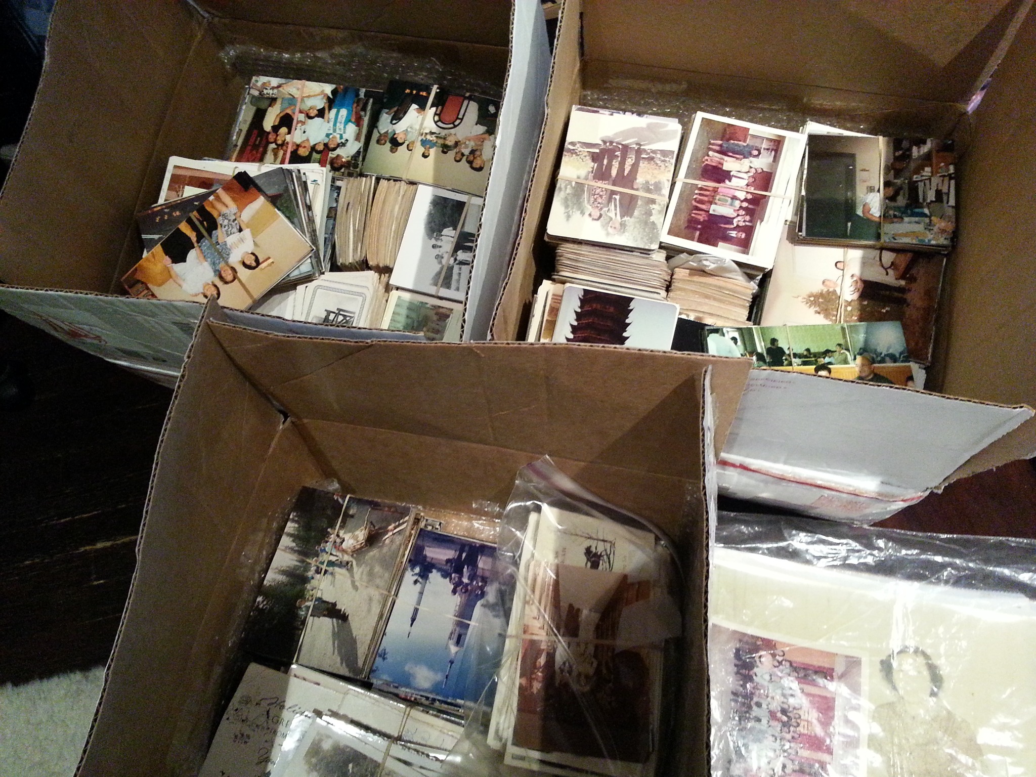 Boxes of family photographs