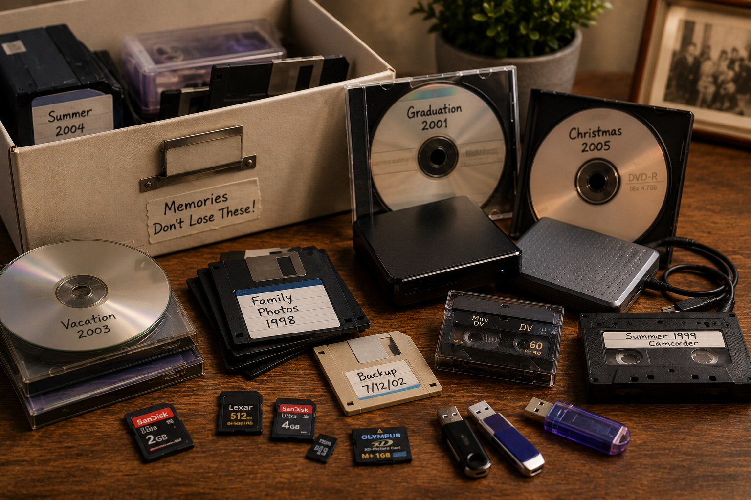 Older storage media including hard drives and discs